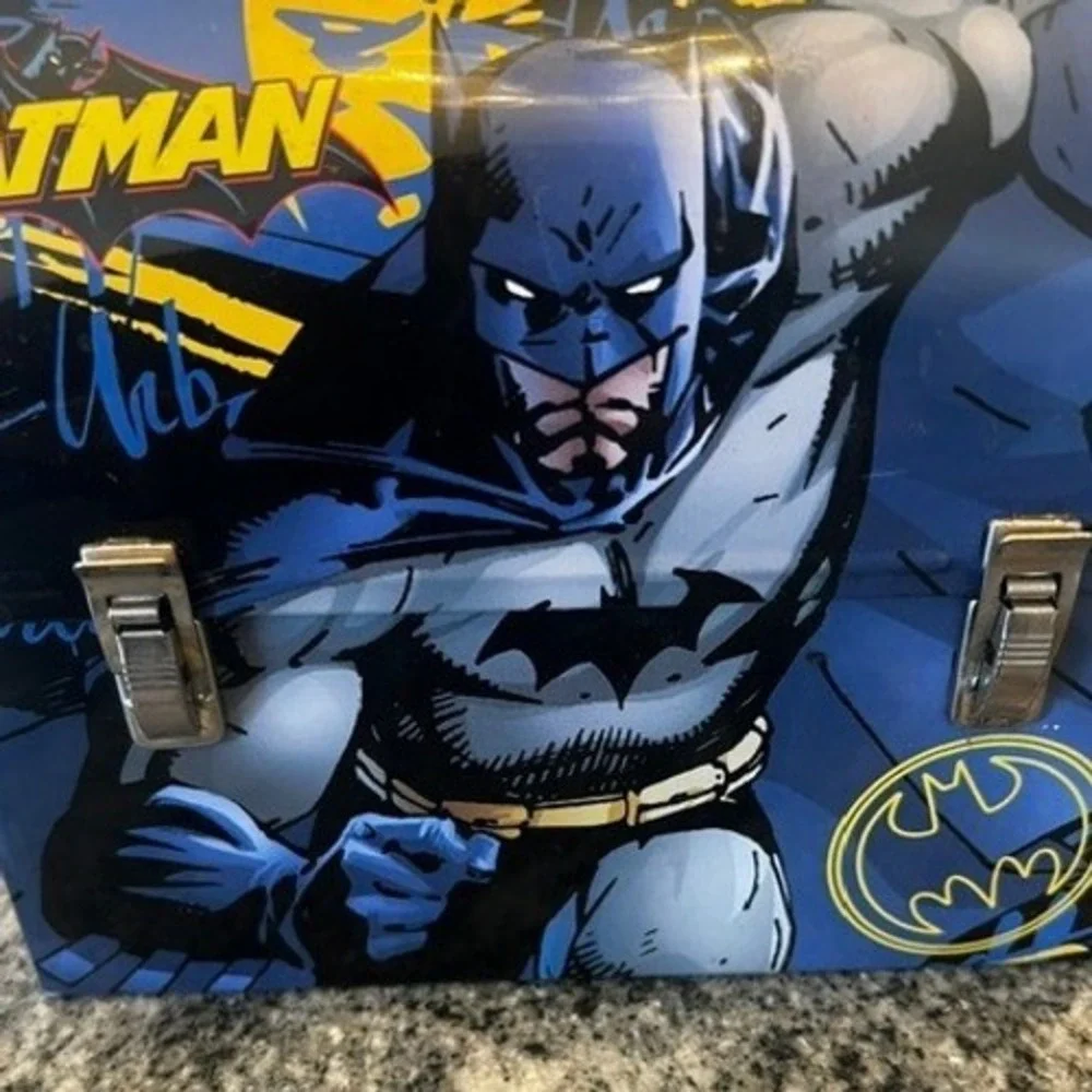 The Tin Box Company Batman Lunch Box Kids OS Blue Dark Knight Metal Tin 2004